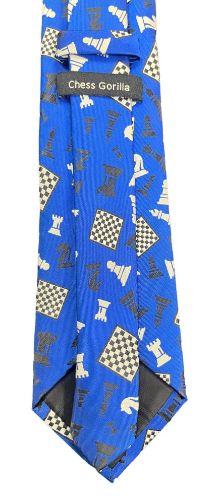 Blue Jumble Chess Pieces Tie