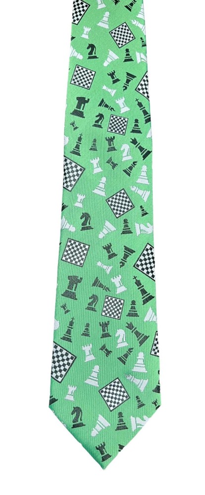 Green Jumble Chess Pieces Tie