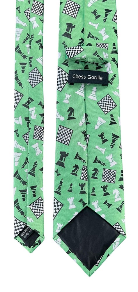 Green Jumble Chess Pieces Tie