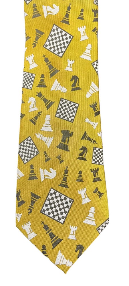 Gold Jumble Chess Pieces Tie