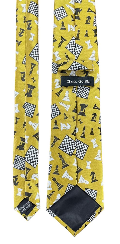 Gold Jumble Chess Pieces Tie