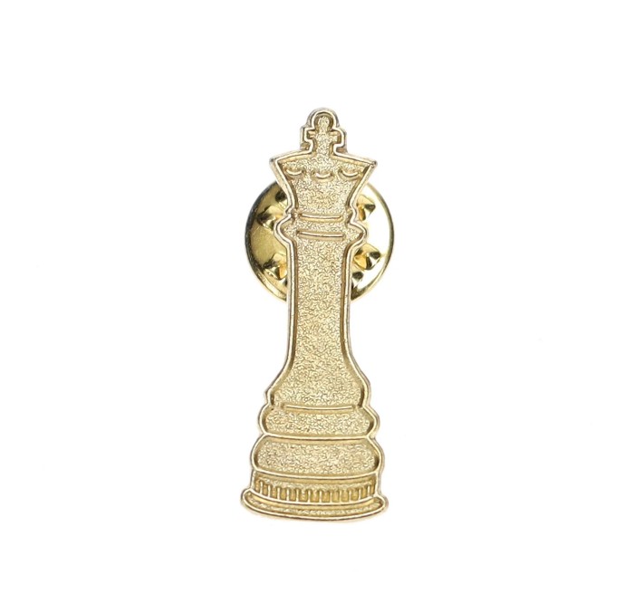 Gold Chenile Metal Chess Pins - King - Queen - Bishop - Knight - Pawn