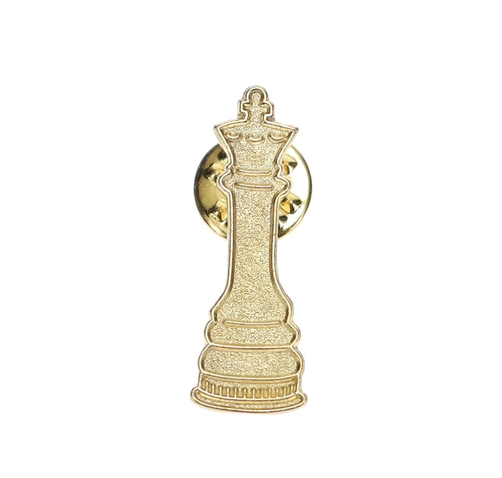 Gold Chenile Metal Chess Pins - King - Queen - Bishop - Knight - Pawn