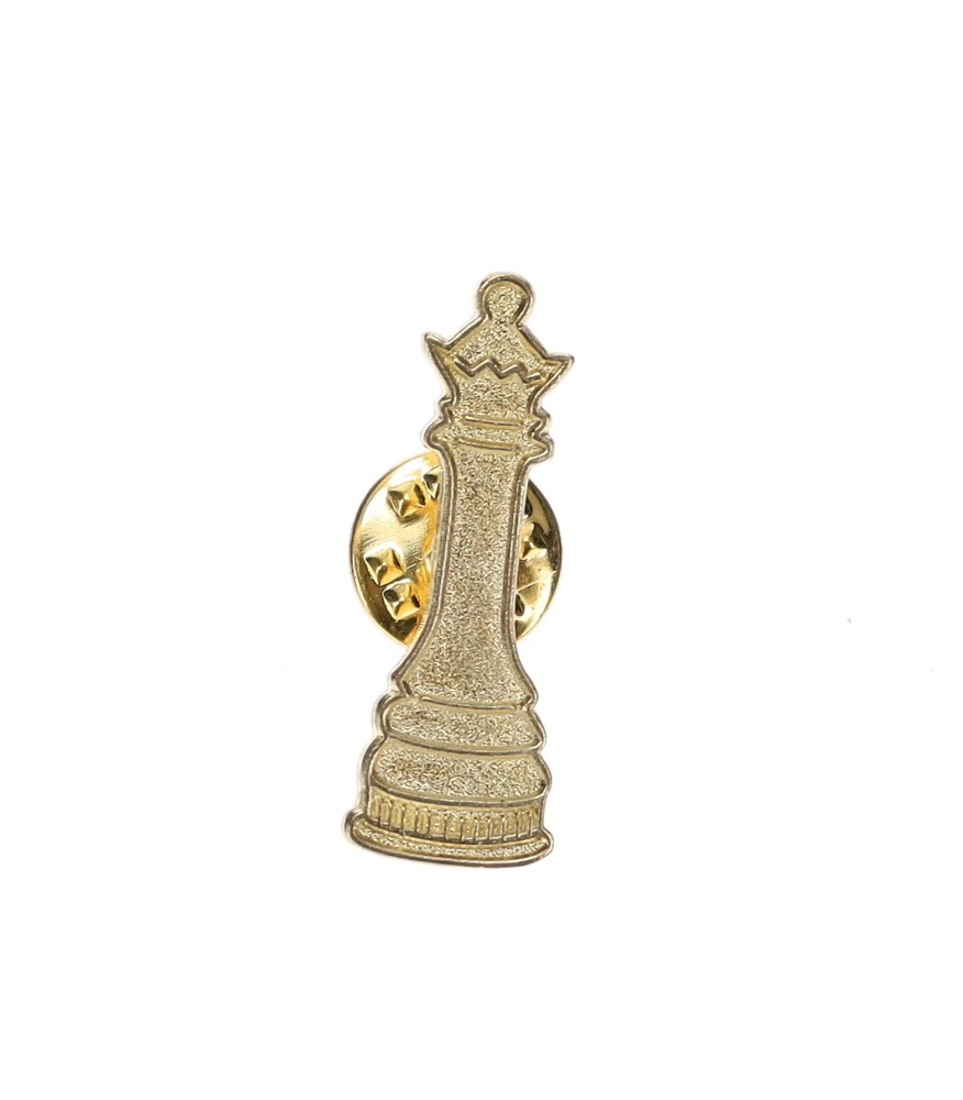 Gold Chenile Metal Chess Pins - King - Queen - Bishop - Knight - Pawn