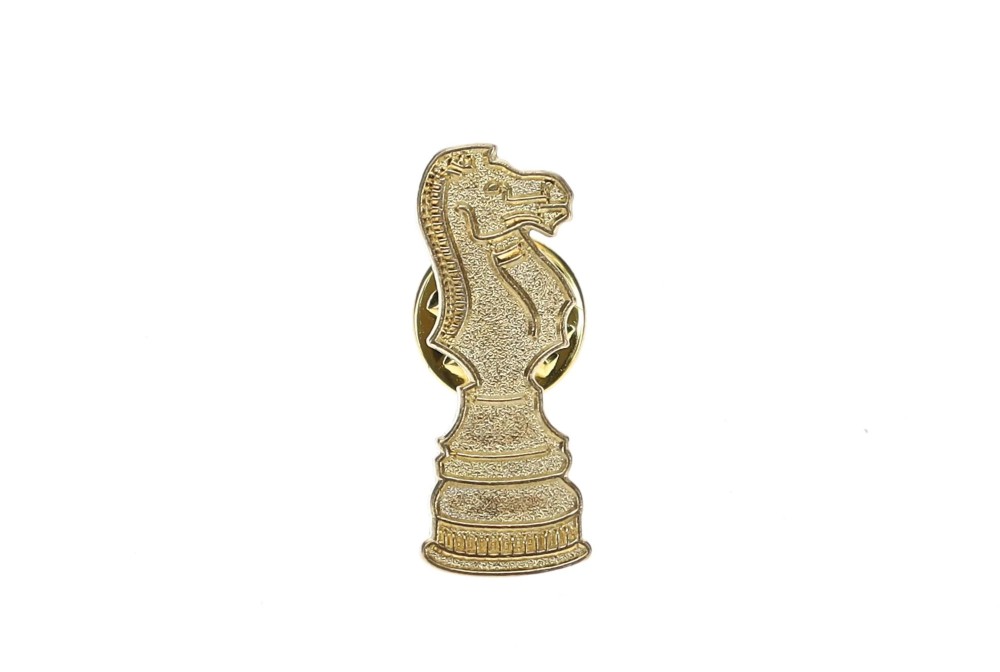 Gold Chenile Metal Chess Pins - King - Queen - Bishop - Knight - Pawn
