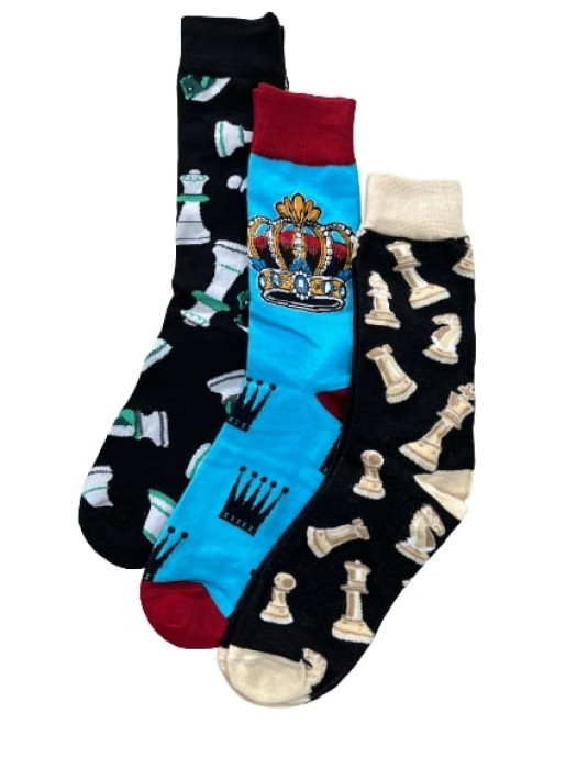 Chess Socks -3 Pack -  Adult Size 6-12