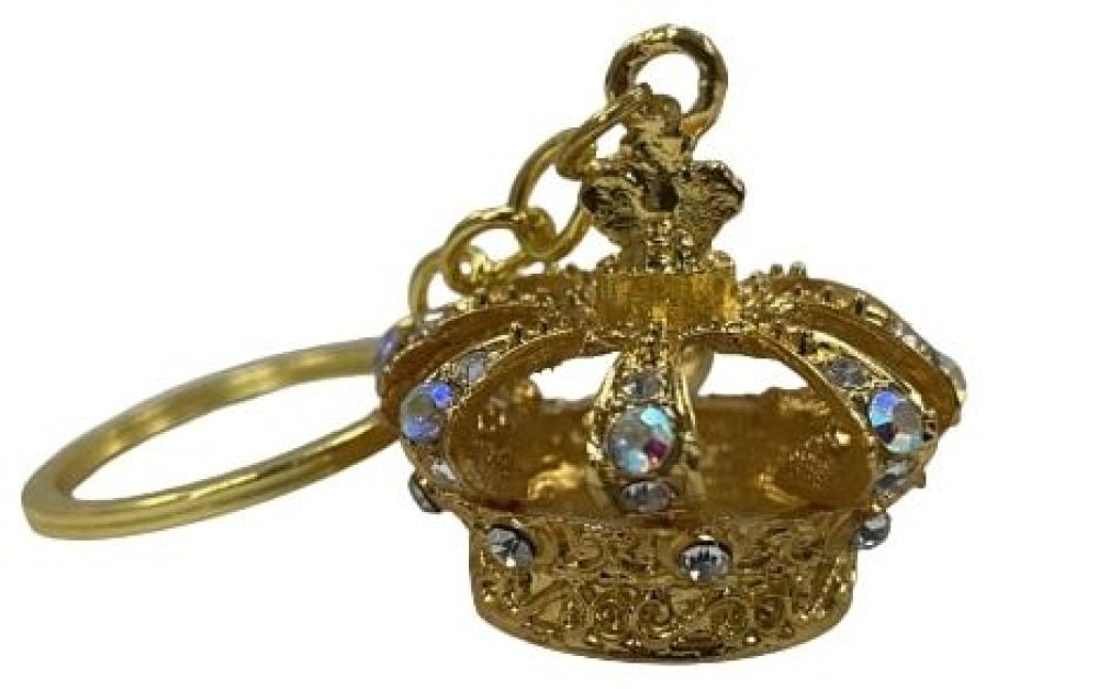 King's Crown Metal Gold Colored Keychain