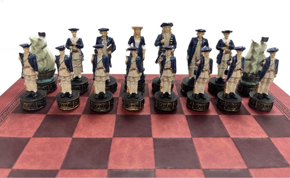 The Pirates Resin Theme Chess Pieces w Leather Board