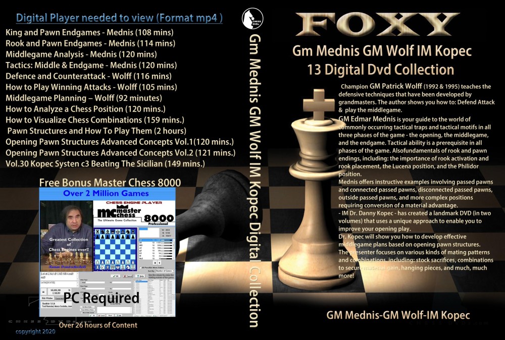 GM Mednis, GM Wolff & IM Kopec Collection - 13 Digital DVDs