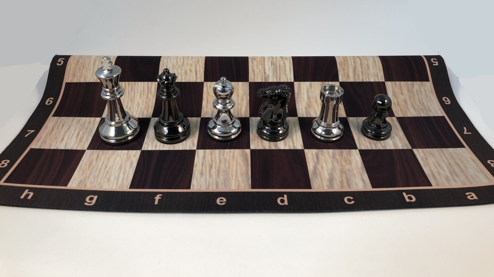 Bobby Fischer Metal Ultimate Chess Pieces - Wood Floppy Board