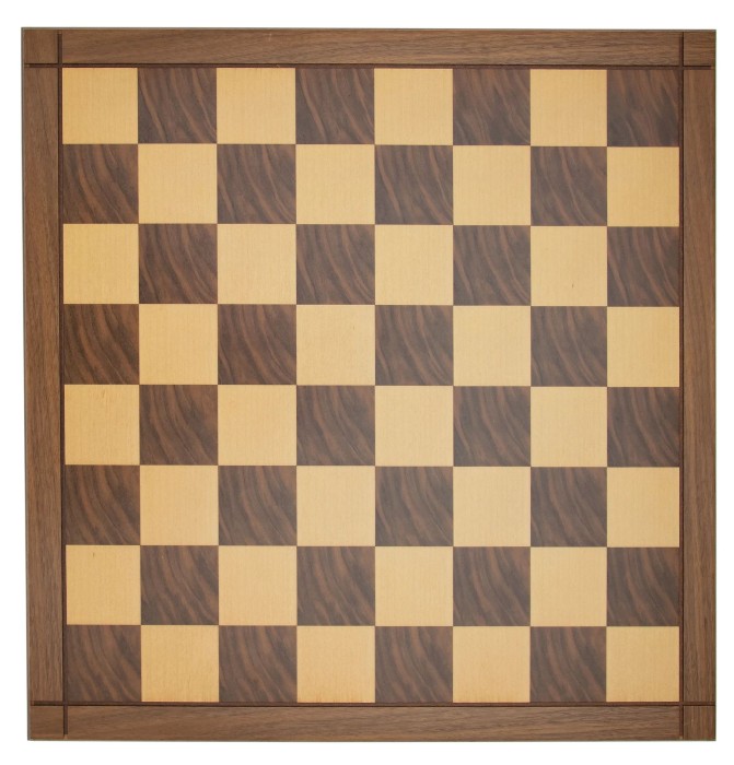 18 inch Walnut Chess Board with edging - 2 1/4 squares