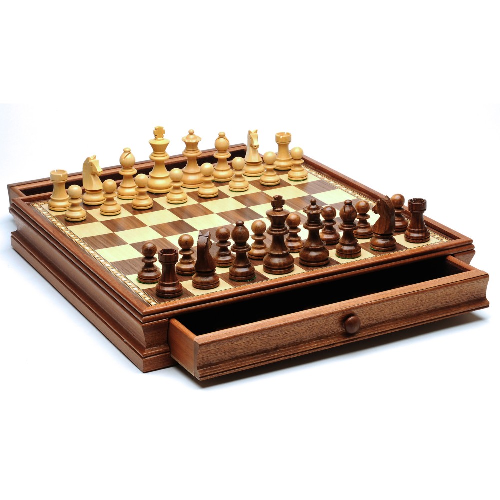 Tabletop Wood Chess & Checkers Set