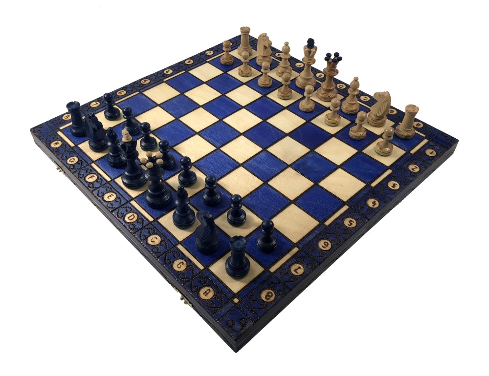 Senator Chess Set Blue - Wood Pieces and Board