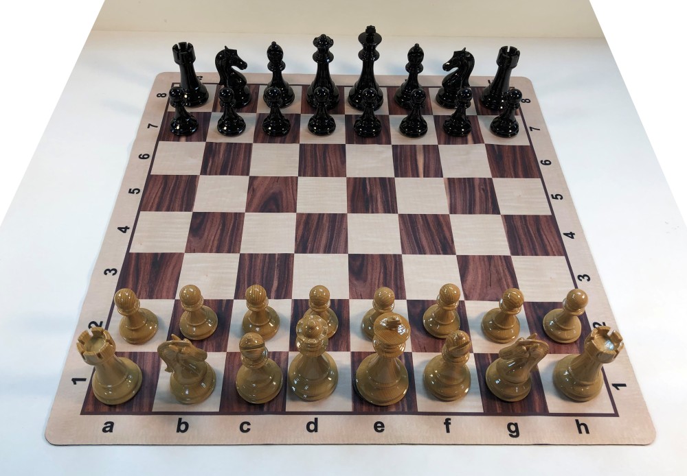 Sprucetek Wood Grain Weighted Chess Set & Rosewood Floppy Board