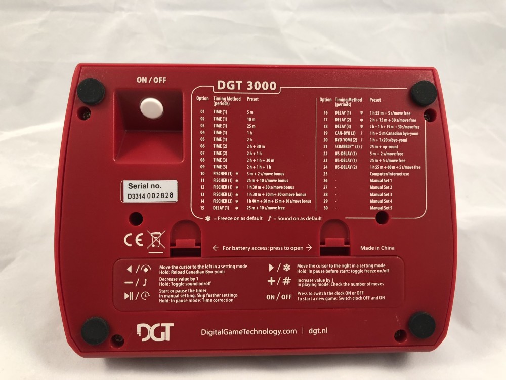 DGT 3000 Digital Chess Clock - Red