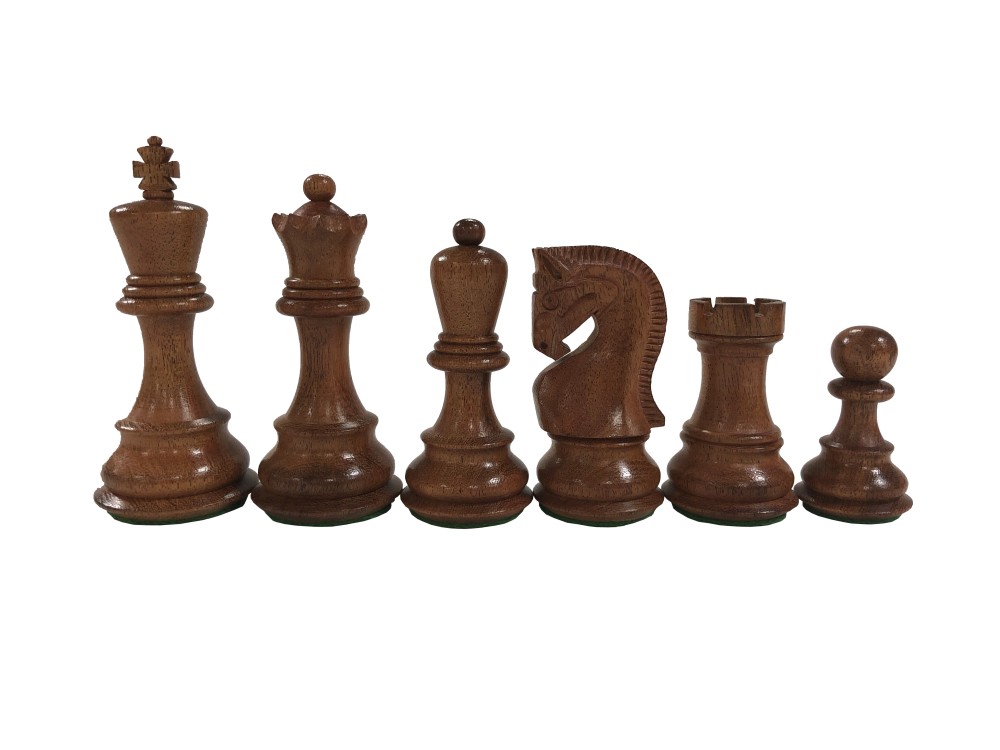 3 3/4" Olde Russian Babulwood Chess Set: 4Qs - 3X Weight