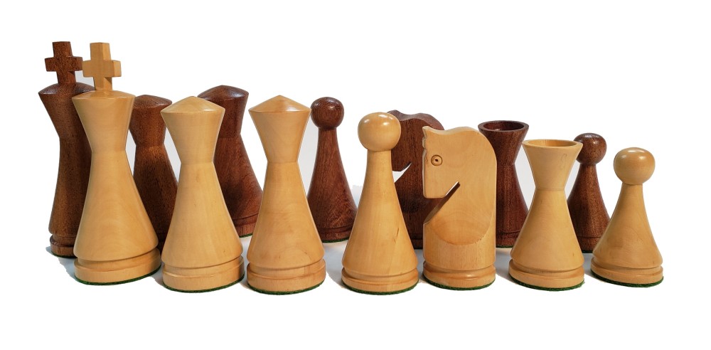 4" Modern Babulwood Chess Set - 4 Queens - 3X Weighted - 4" King