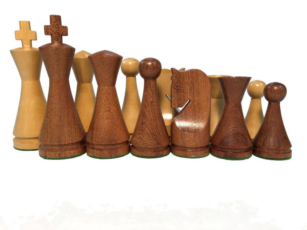 4" Modern Babulwood Chess Set - 4 Queens - 3X Weighted - 4" King