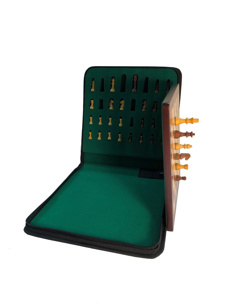 Medium 9 3/4 Wood Magnetic Travel Chess Set - 9 3/4 X 9 3/4