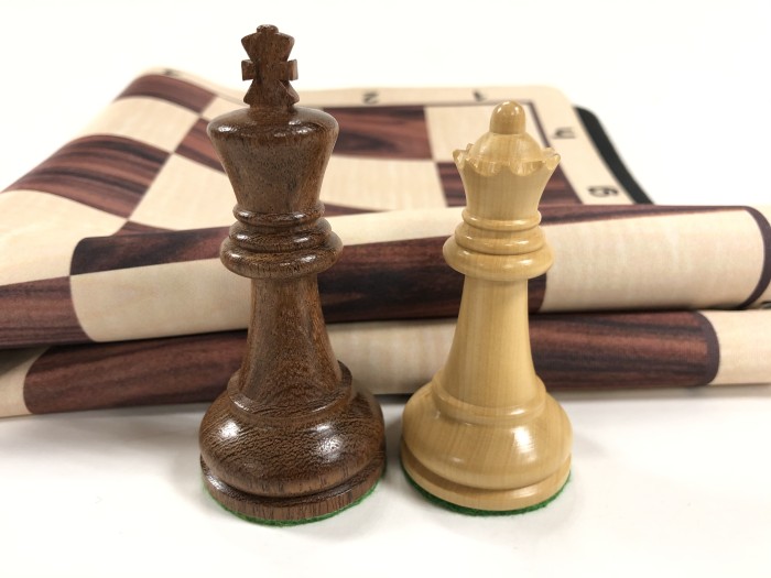 Ultimate Babul Wood Chess Set w/ Rosewood Grain Floppy Board