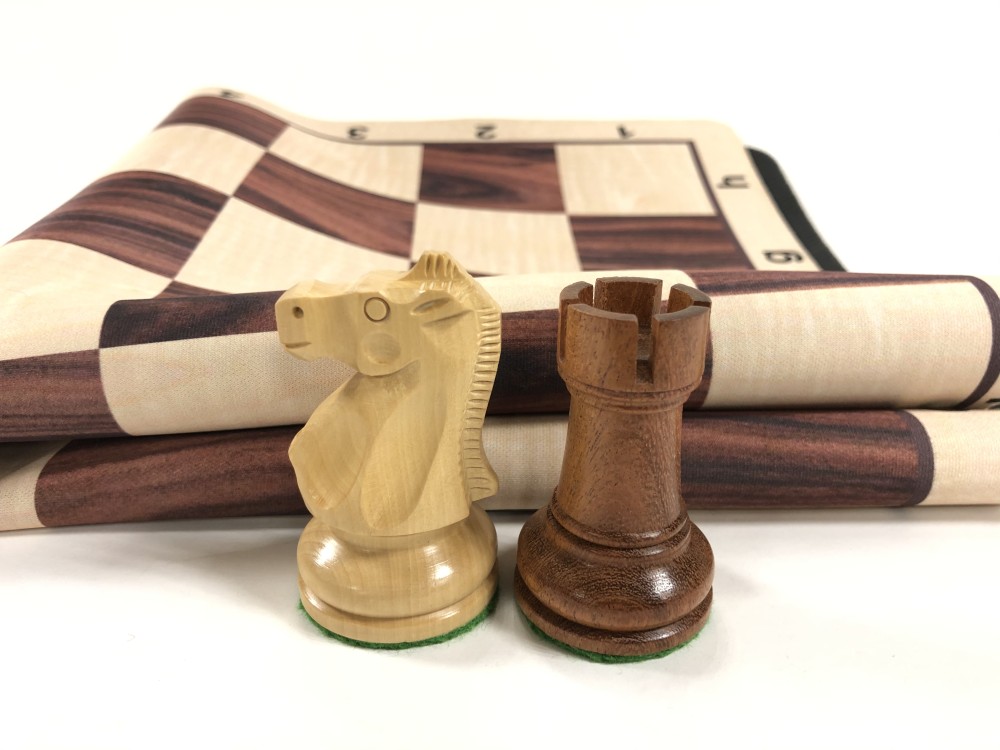 Ultimate Babul Wood Chess Set w/ Rosewood Grain Floppy Board
