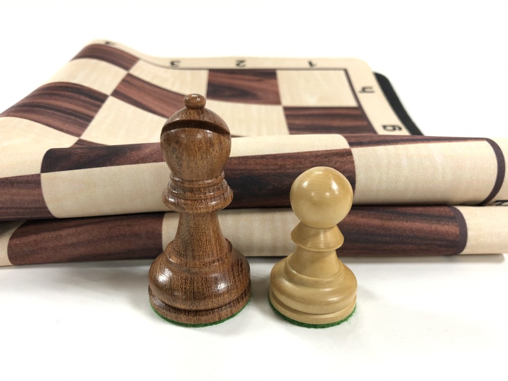 Ultimate Babul Wood Chess Set w/ Rosewood Grain Floppy Board