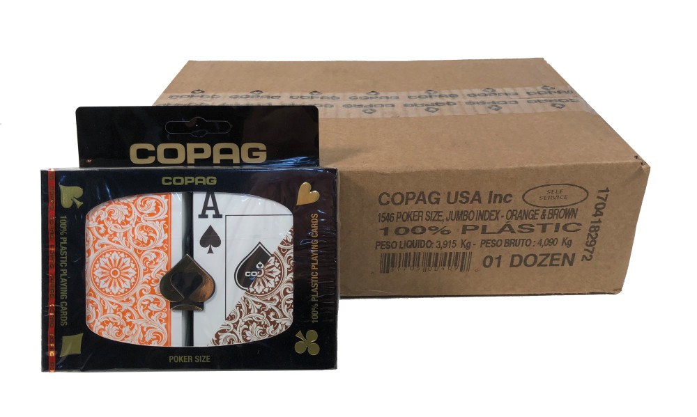 Poker Super Index 1546 Orange/Brown Case COPAG Playing Cards