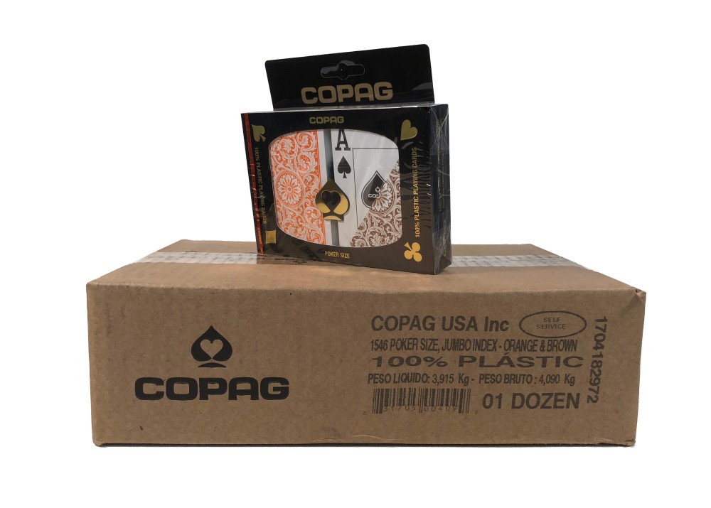 Poker Super Index 1546 Orange/Brown Case COPAG Playing Cards