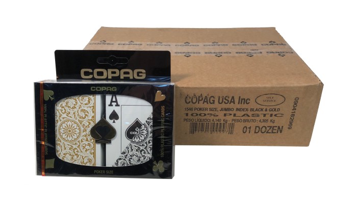 Poker Regular Index 1546 Black Gold  COPAG 12 Dual Deck CASE