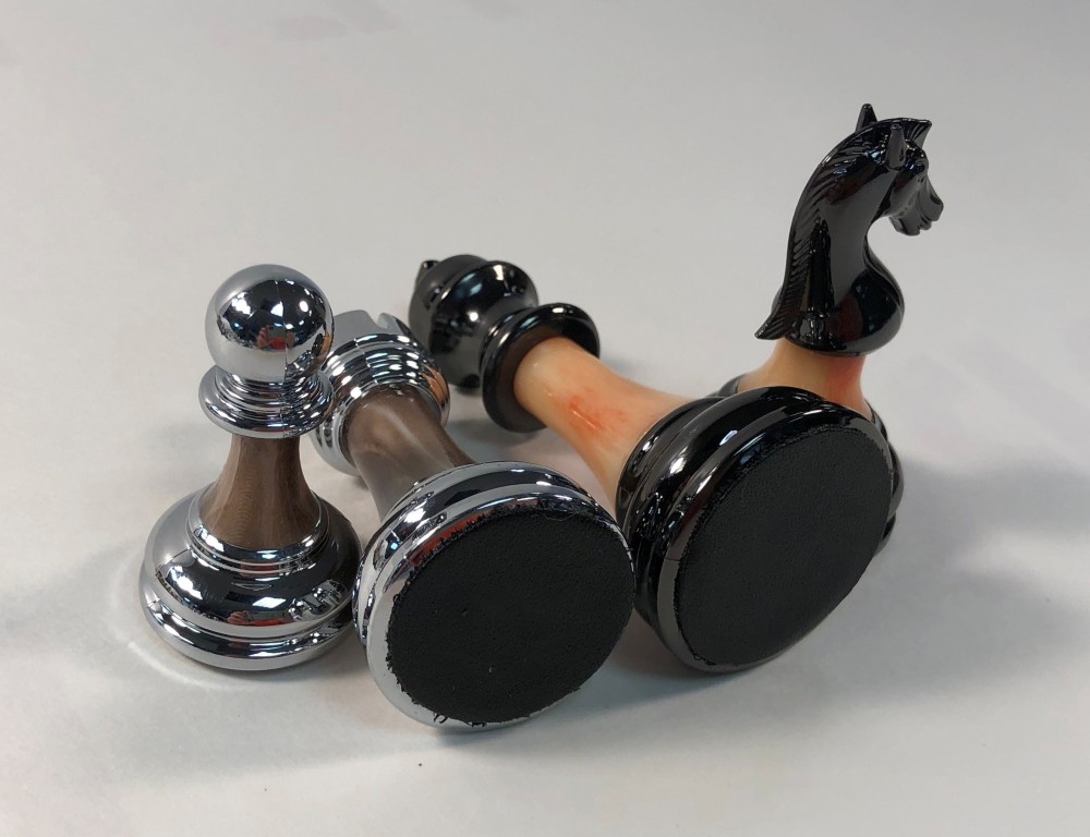 Metal & Marbled Acrylic Chess Pieces with Wood Floppy Board