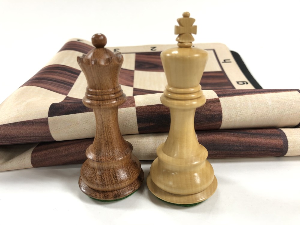 Olde Russian Babul Wood Chess Set  w/ Rosewood Floppy Board