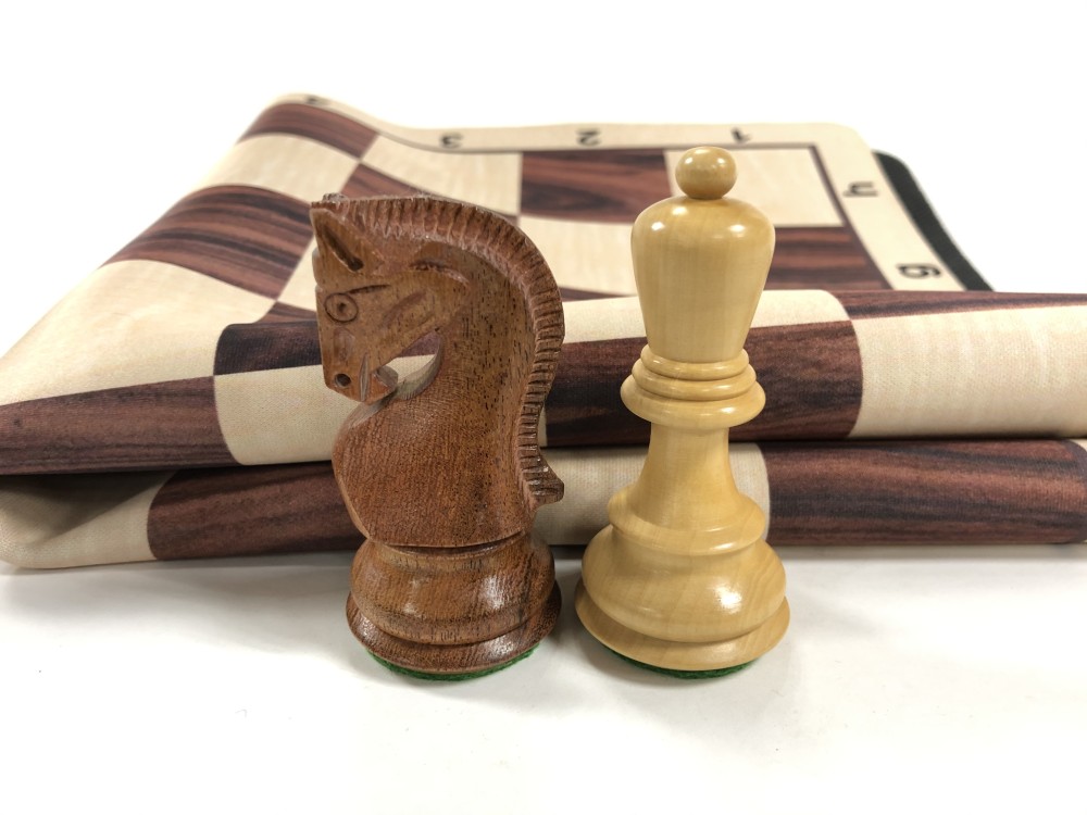 Olde Russian Babul Wood Chess Set  w/ Rosewood Floppy Board