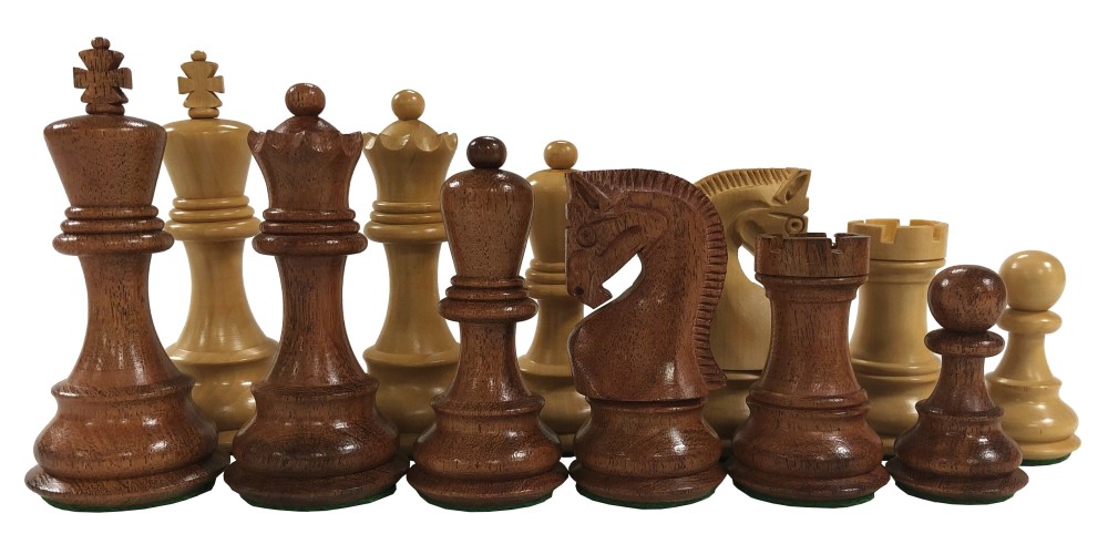 Olde Russian Babul Wood Chess Set  w/ Rosewood Floppy Board