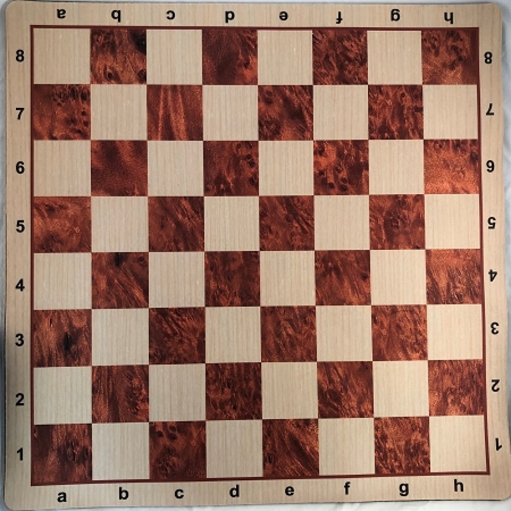 Modern Style Ebonized Wood Chess Set & Red Wood Grain Floppy Board
