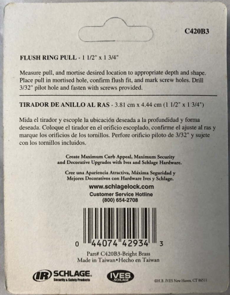 Brass Flush Ring Drawer/Door  Pull