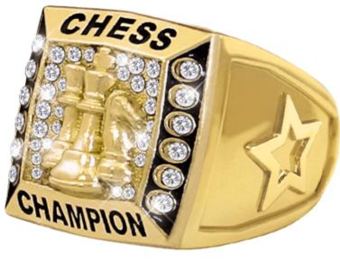 CHESS RING:  Chess Champion - Heavy 24k Gold Plated Metal Ring