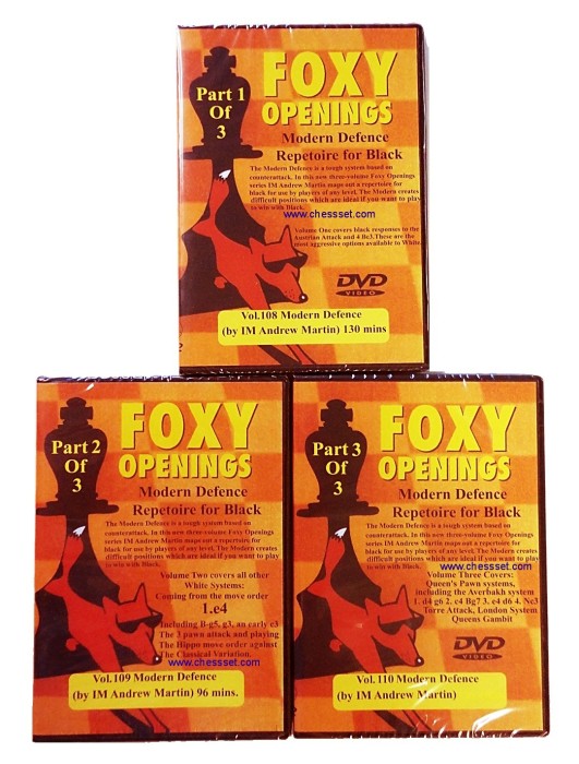 Foxy Openings Chess DVD 108, 109 & 110 Modern Defense for Black