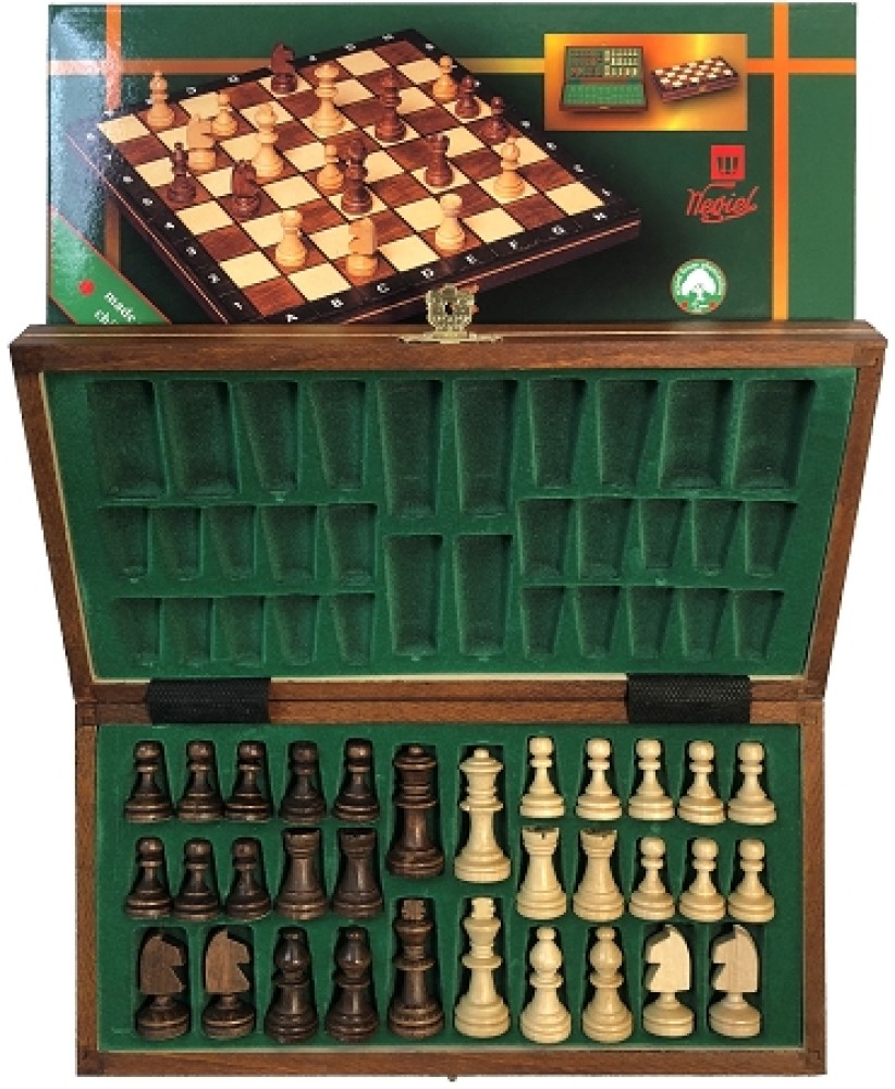 Brown 10 1/2 In Wood Magnetic Chess Set: 2 In King Travel Folding