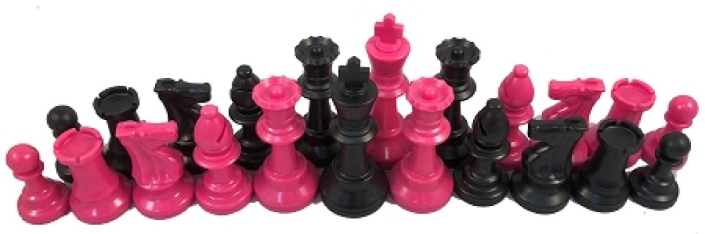 Pink and Black Chess Set