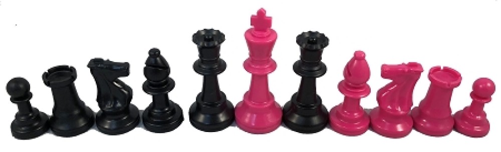 Pink and Black Chess Set