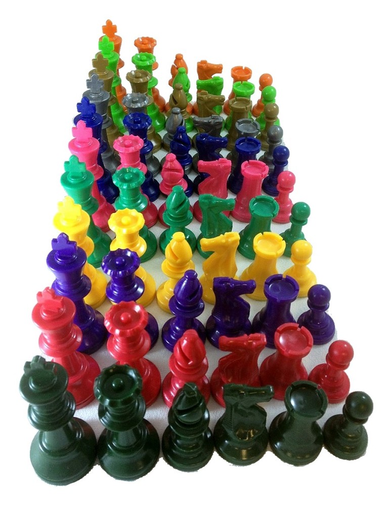 CHESS COMBO - COLORED PIECES: Vinyl Bag / Board / Chess Set