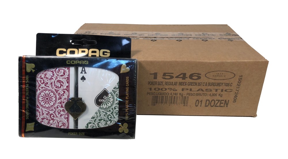 Poker Reg Index 1546 Green/Burg. Case COPAG Plastic Playing Cards
