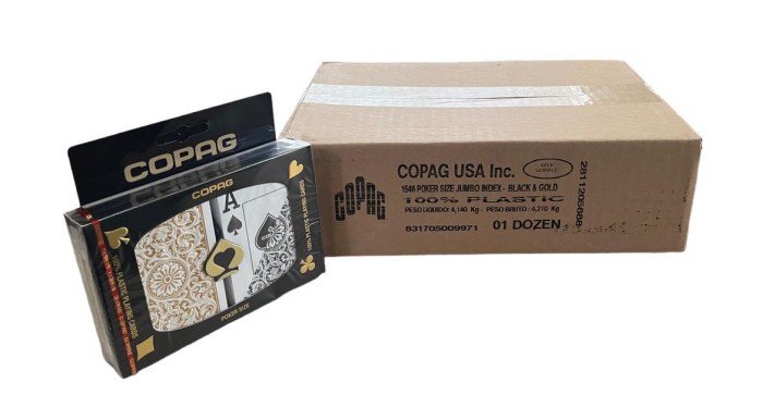 Poker Super Index 1546 Black Gold 12 Dual Deck COPAG Case