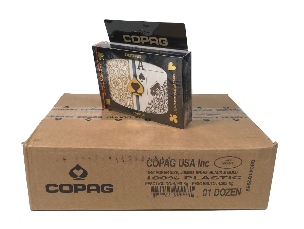 Poker Super Index 1546 Black Gold 12 Dual Deck COPAG Case