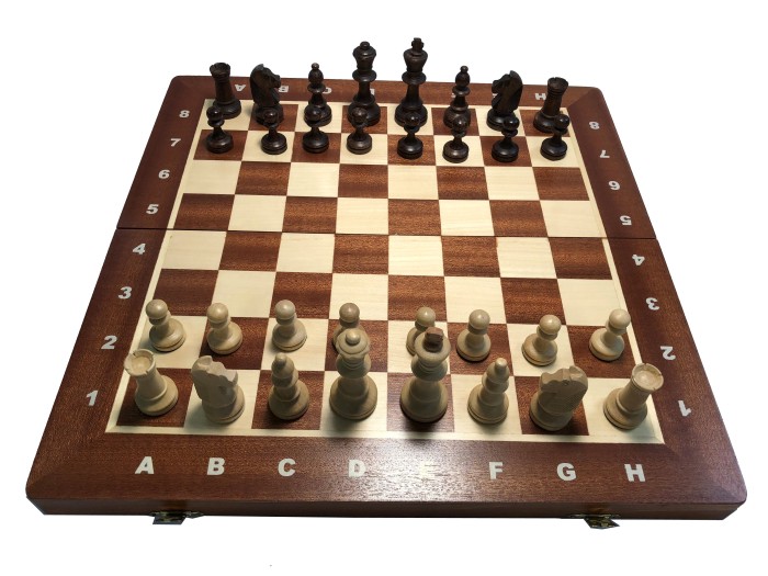 16" Tournament Chess Set  No 4 - Folding Wood Board, 3" King
